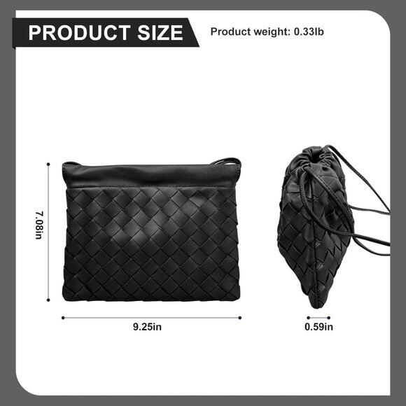 Woven Leather Crossbody Bag for Women Small Stylish Soft Shoulder Purse - Picture 2 of 7